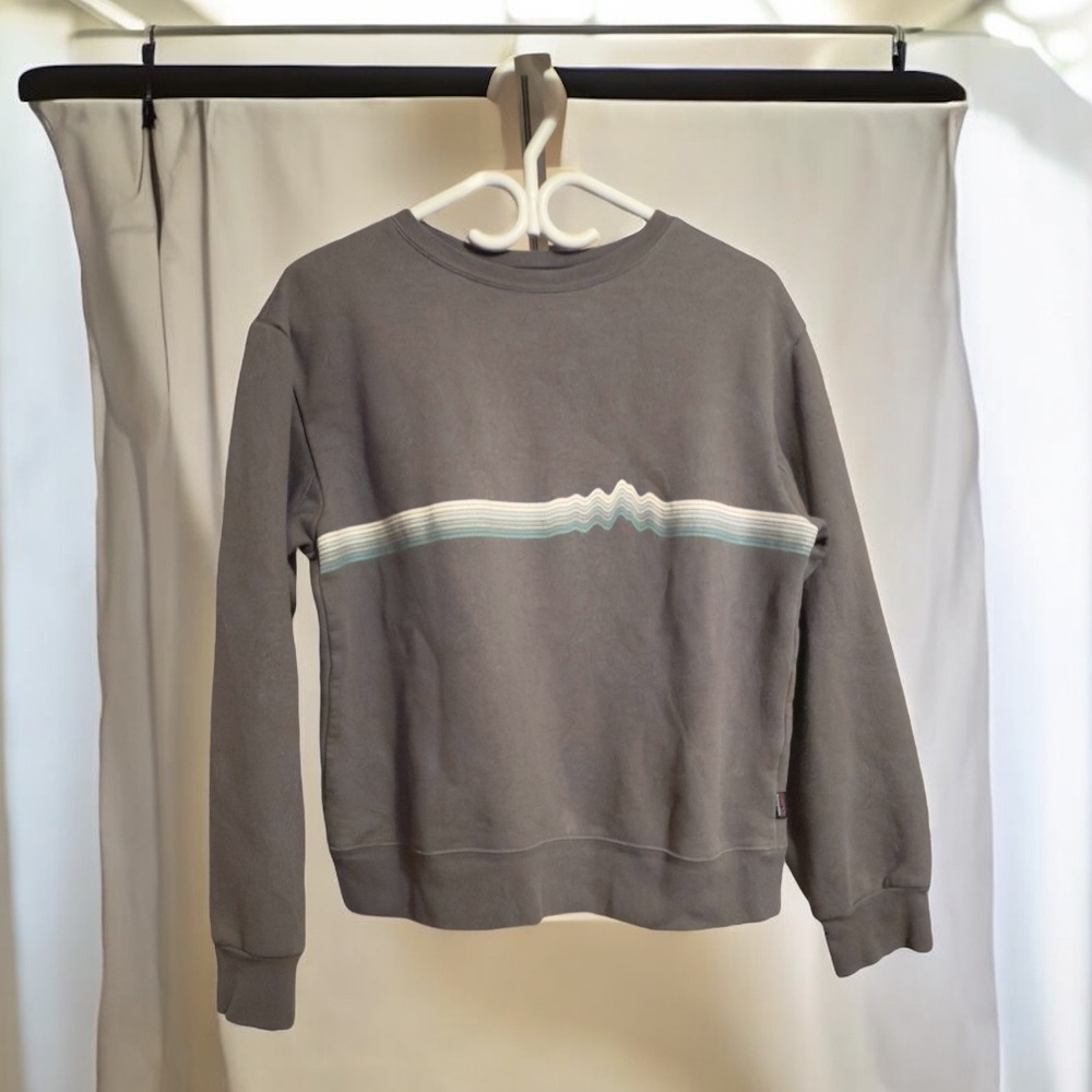 Women's Patagonia Ridge Rise Stripe Uprisal Crew Gravel Heather Sweatshirt, M